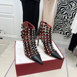 Valentino Rockstud Alcove Cowhide Rivet High Heel Boots Black