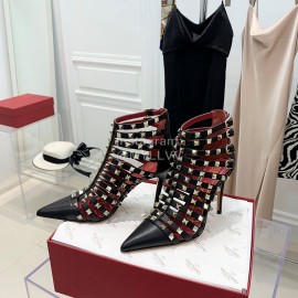 Valentino Rockstud Alcove Cowhide Rivet High Heel Boots Black