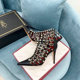 Valentino Rockstud Alcove Cowhide Rivet High Heel Boots Black