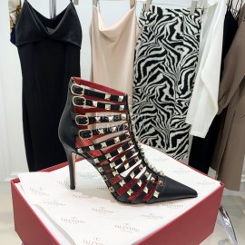 Valentino Rockstud Alcove Cowhide Rivet High Heel Boots Black