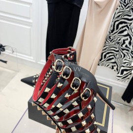 Valentino Rockstud Alcove Cowhide Rivet High Heel Boots Black