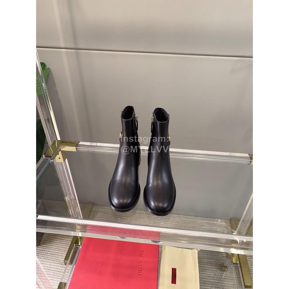 Valentino New V Button High Heel Boots For Women Black