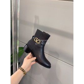 Valentino New V Button High Heel Boots For Women Black