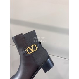Valentino New V Button High Heel Boots For Women Black