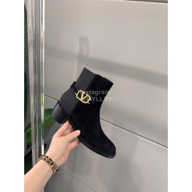 Valentino New V Button High Heel Boots Black For Women