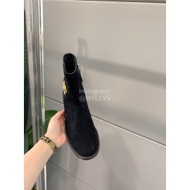 Valentino New V Button High Heel Boots Black For Women