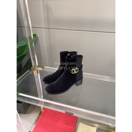 Valentino New V Button High Heel Boots Black For Women