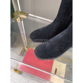 Valentino New V Button High Heel Boots Black For Women