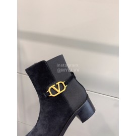 Valentino New V Button High Heel Boots Black For Women