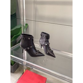 Valentino Autumn Winter Cowhide Rivet High Heel Boots Black
