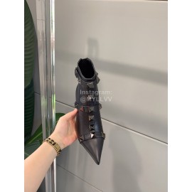 Valentino Autumn Winter Cowhide Rivet High Heel Boots Black