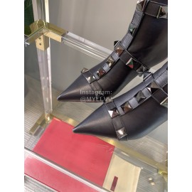 Valentino Autumn Winter Cowhide Rivet High Heel Boots Black