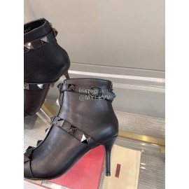 Valentino Autumn Winter Cowhide Rivet High Heel Boots Black