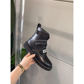 Valentino New Leather Velcro Short Boots For Women Black