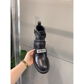 Valentino New Leather Velcro Short Boots For Women Black