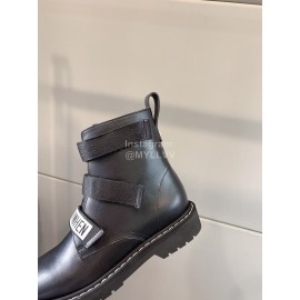Valentino New Leather Velcro Short Boots For Women Black