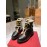 Valentino Fashion Wool Cowhide Lace Up Short Boots For Women Black