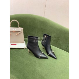 Valentino New Rivet Cowhide Pointed Short Boots For Women