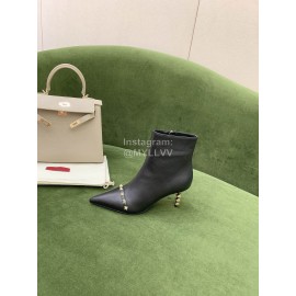 Valentino New Rivet Cowhide Pointed Short Boots For Women