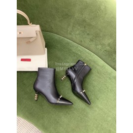 Valentino New Rivet Cowhide Pointed Short Boots For Women