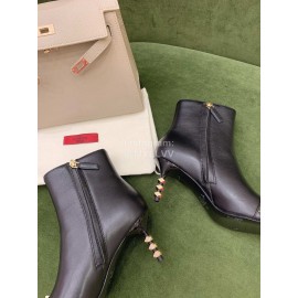 Valentino New Rivet Cowhide Pointed Short Boots For Women