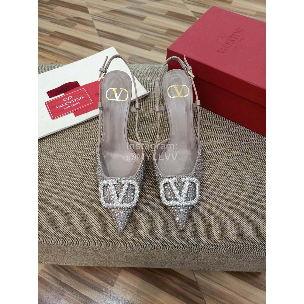 Valentino Fashion Sheepskin Diamond Thin High Heel Sandals