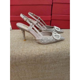 Valentino Fashion Sheepskin Diamond Thin High Heel Sandals