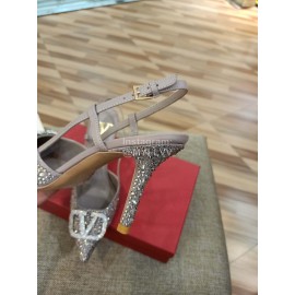 Valentino Fashion Sheepskin Diamond Thin High Heel Sandals
