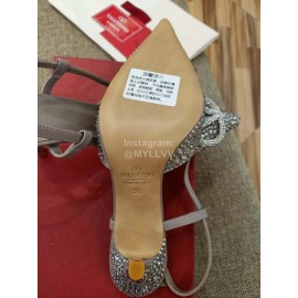 Valentino Fashion Sheepskin Diamond Thin High Heel Sandals