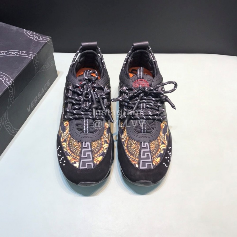 Versace Fashion Thick Soled Sneakers For Men And Women Black