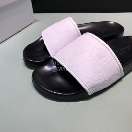 Versace Cowhide Embossed Slippers For Men And Women White