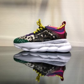 Versace Leather Thick Soled Sneakers For Men And Women Green