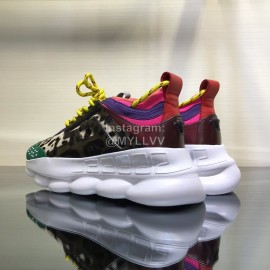 Versace Leather Thick Soled Sneakers For Men And Women Green