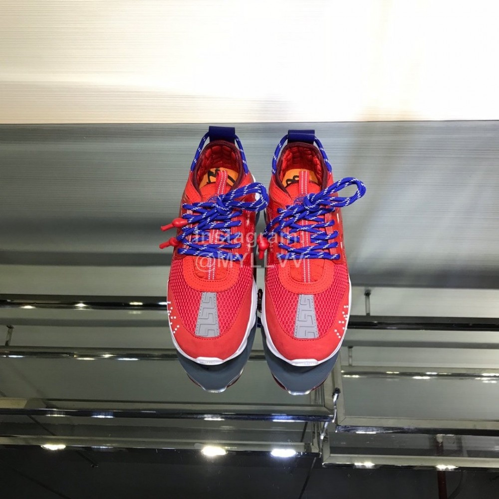 Versace Mesh Thick Soled Sneakers For Men And Women Red