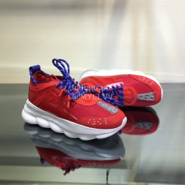 Versace Mesh Thick Soled Sneakers For Men And Women Red