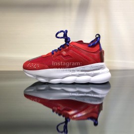 Versace Mesh Thick Soled Sneakers For Men And Women Red
