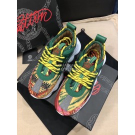 Versace Leather Thick Soled Sneakers For Men And Women Yellow