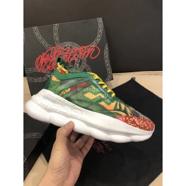 Versace Leather Thick Soled Sneakers For Men And Women Yellow