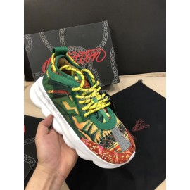 Versace Leather Thick Soled Sneakers For Men And Women Yellow