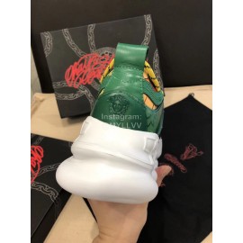 Versace Leather Thick Soled Sneakers For Men And Women Yellow