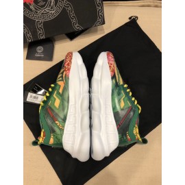 Versace Leather Thick Soled Sneakers For Men And Women Yellow