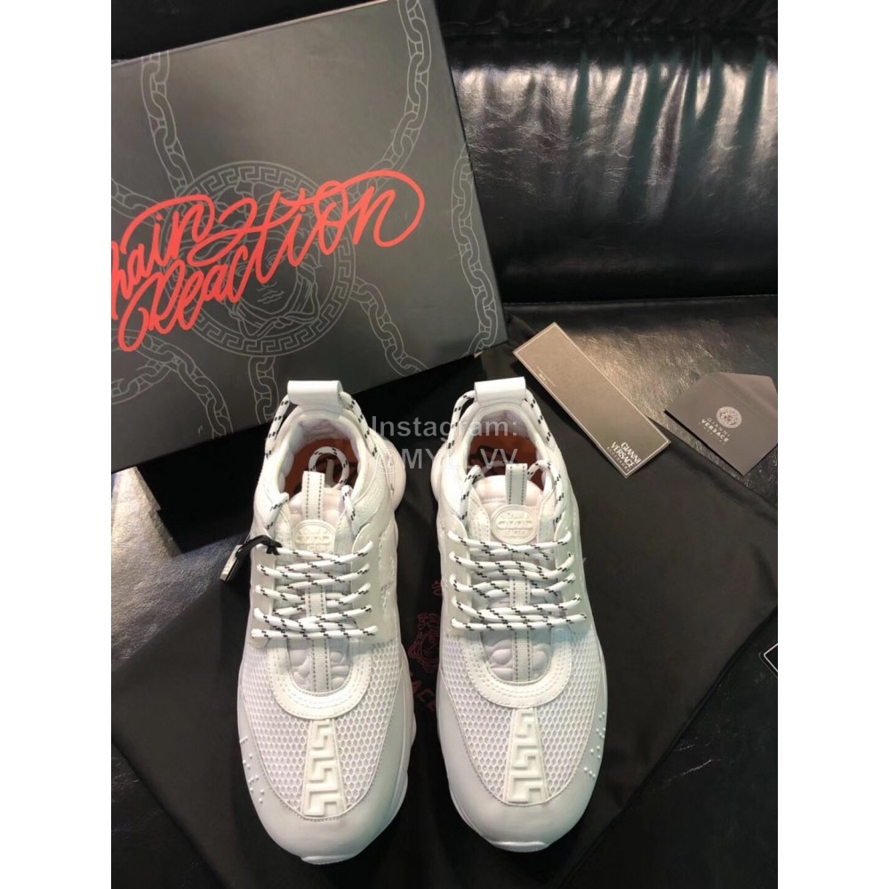 Versace Mesh Thick Soled Sneakers For Men And Women White