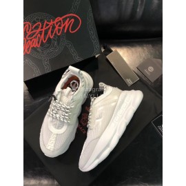 Versace Mesh Thick Soled Sneakers For Men And Women White