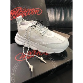 Versace Mesh Thick Soled Sneakers For Men And Women White