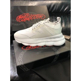 Versace Mesh Thick Soled Sneakers For Men And Women White