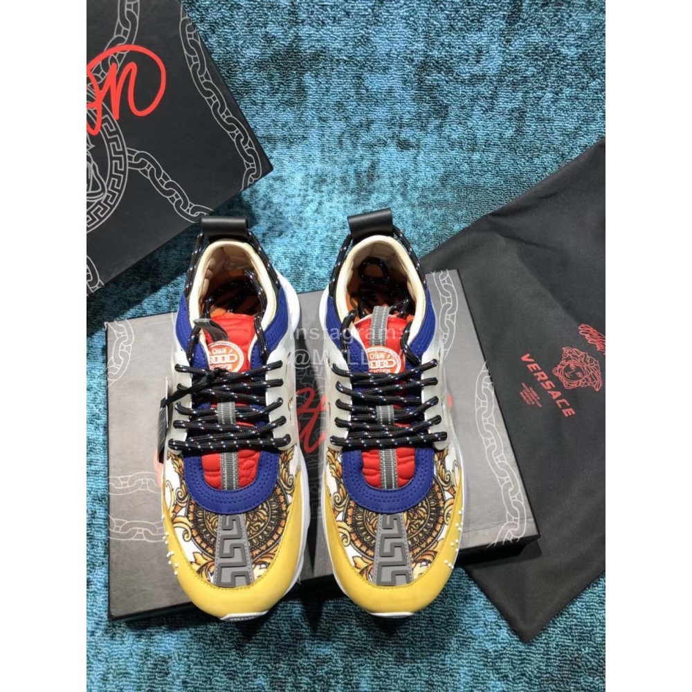 Versace New Leather Thick Soled Sneakers For Men And Women 