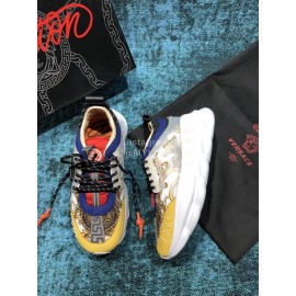 Versace New Leather Thick Soled Sneakers For Men And Women 