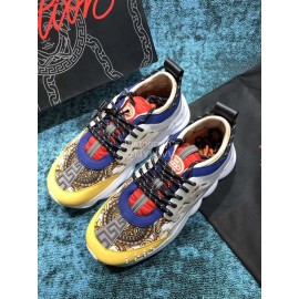 Versace New Leather Thick Soled Sneakers For Men And Women 