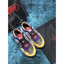 Versace New Leather Thick Soled Sneakers For Men And Women 