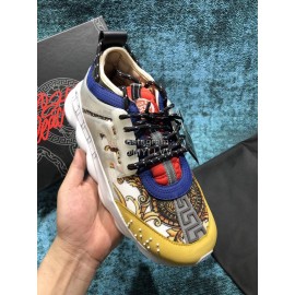 Versace New Leather Thick Soled Sneakers For Men And Women 